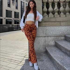 ZARA FLARED JACQUARD PANTS